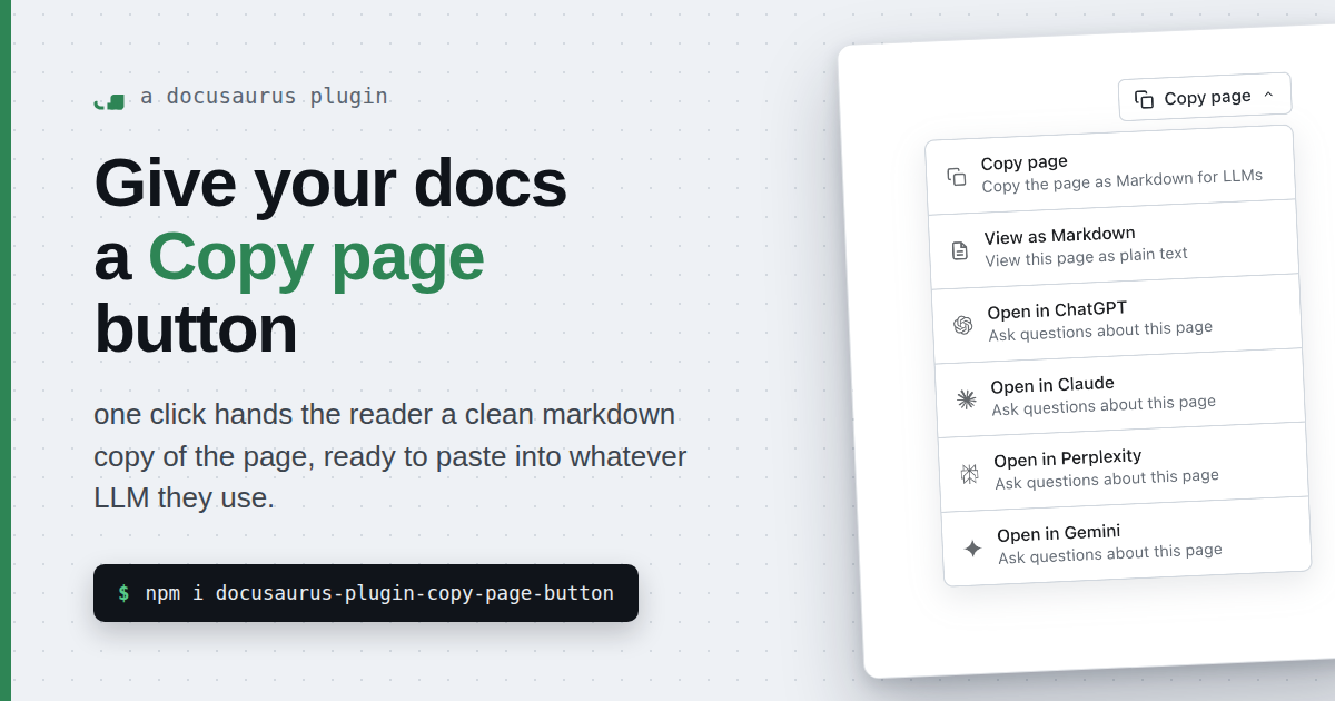 Copy Page Button for Docusaurus | docusaurus-copy-page-button